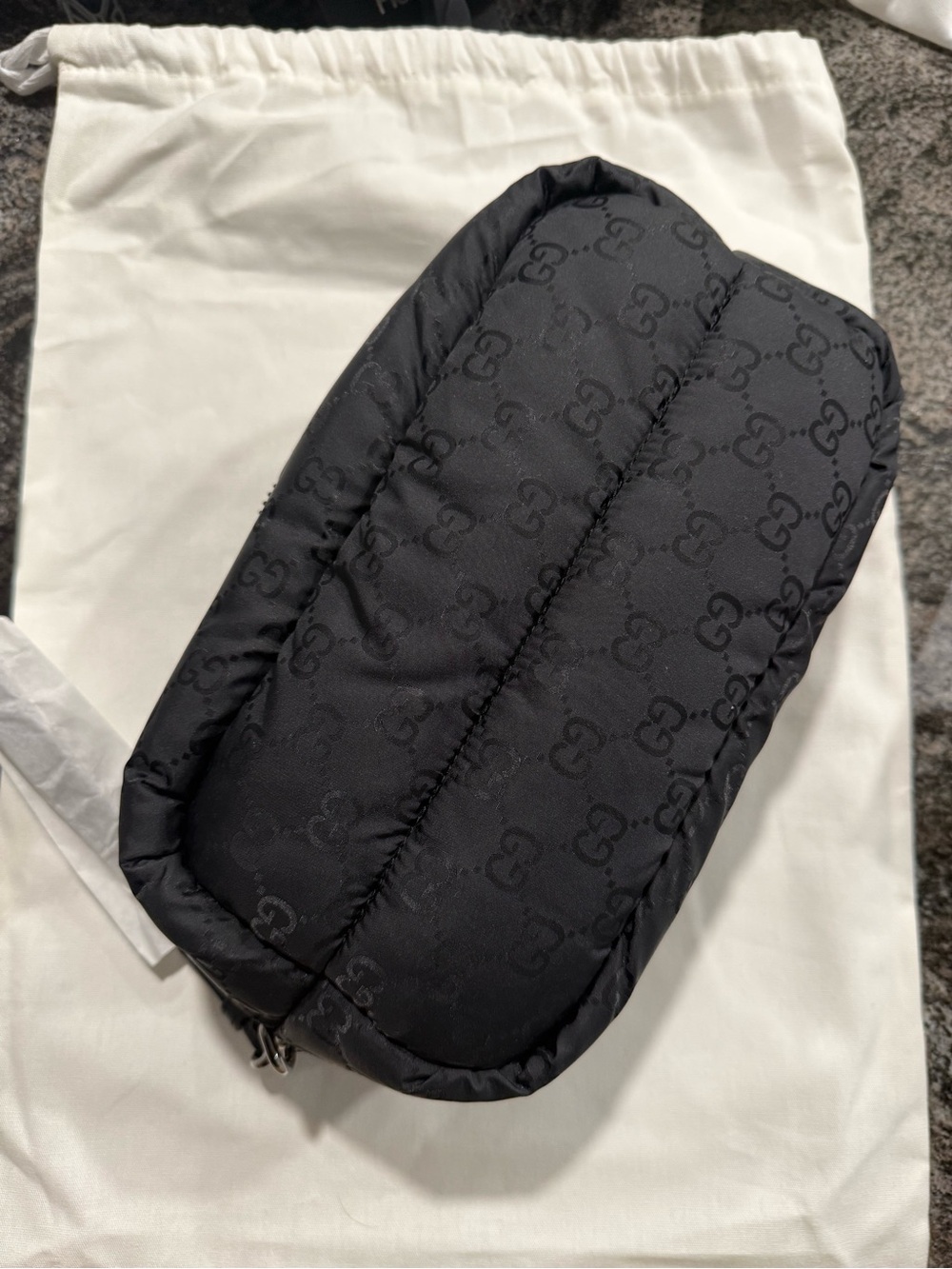 GUCCI Black GG Nylon Puffer Belt Bag NEW